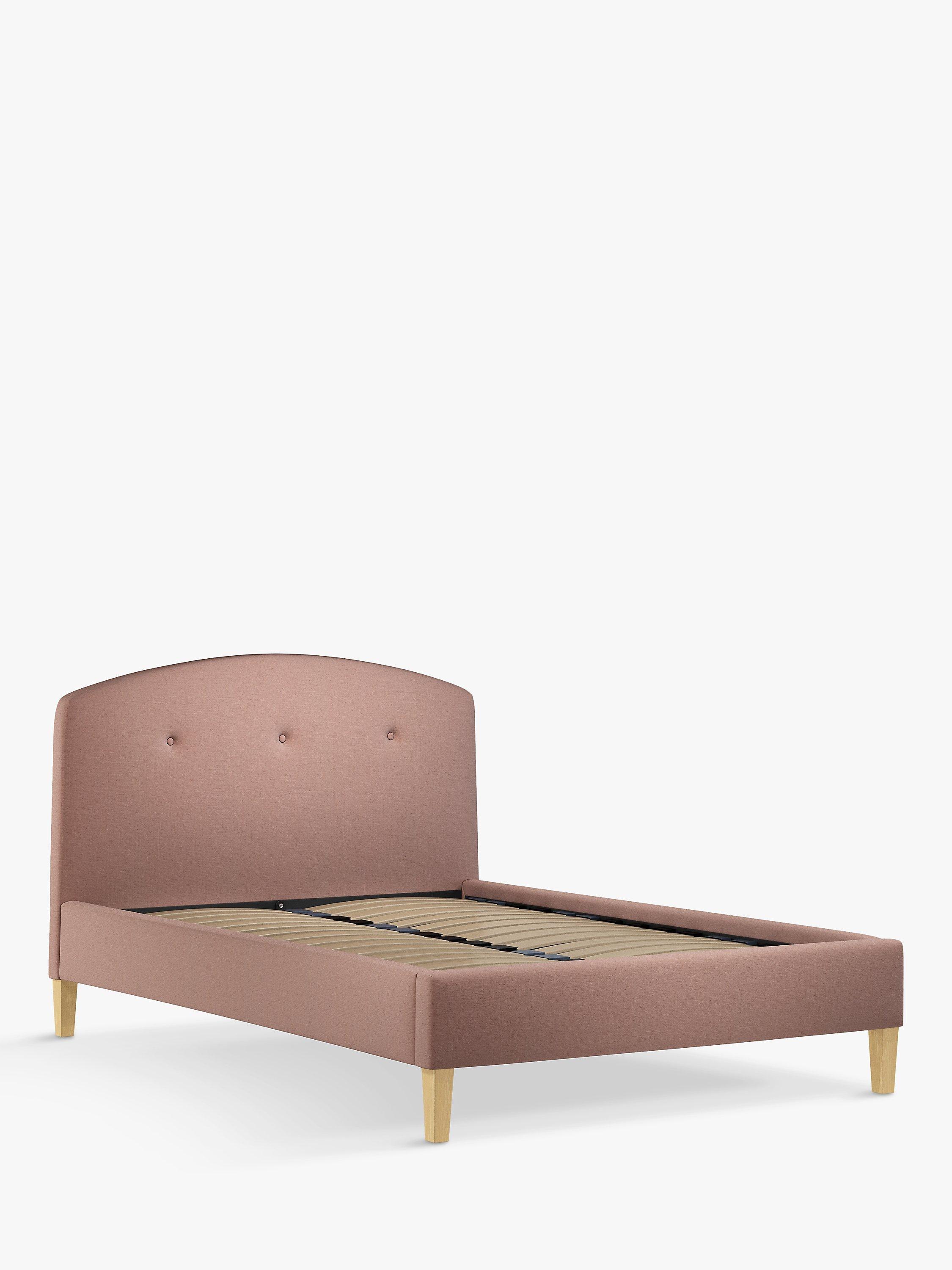 John Lewis Grace Upholstered Bed Frame, King Size, Relaxed Linen Dark Pink