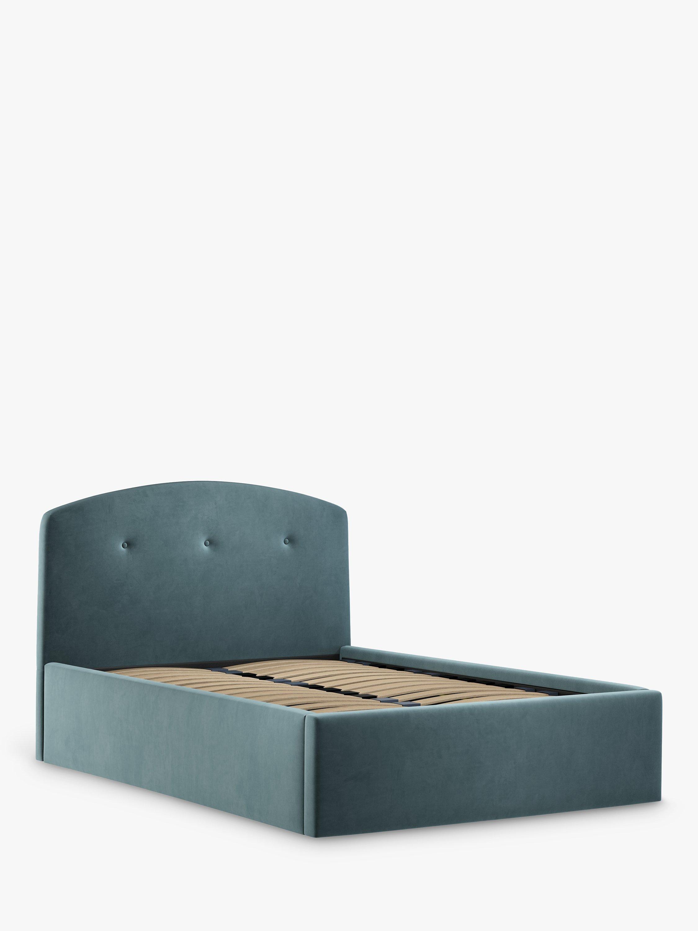 John Lewis Grace Ottoman Storage Upholstered Bed Frame, Double, Deep Velvet Petrol