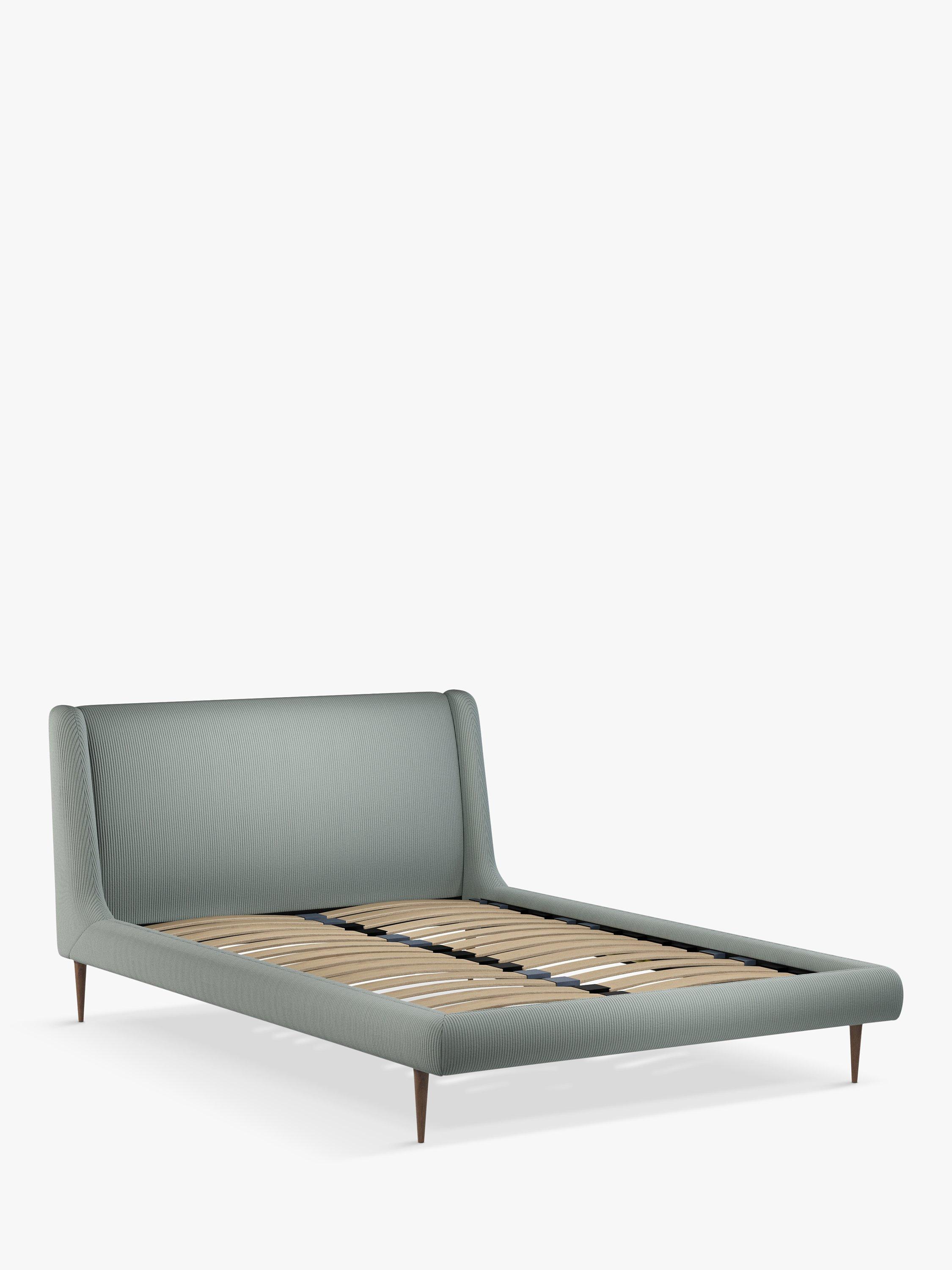 John Lewis Mid-Century Sweep Upholstered Bed Frame, Double, Cord Duck Egg