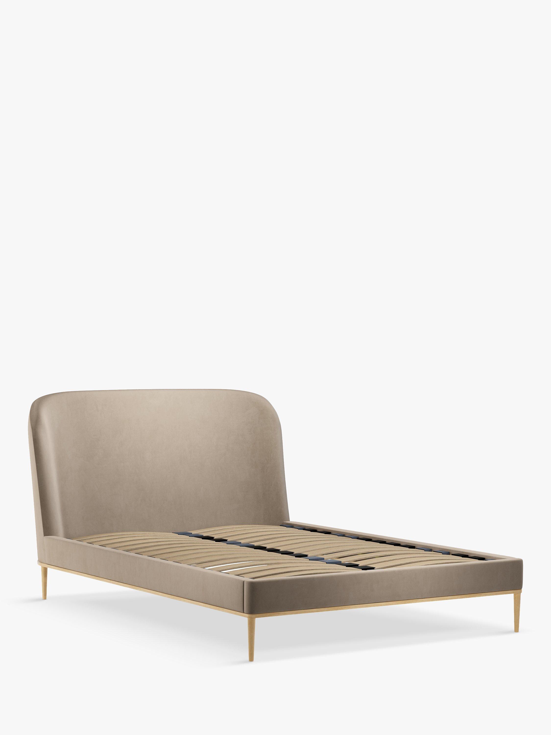 John Lewis Show-Wood Upholstered Bed Frame, Double, Deep Velvet Biscuit
