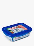 Pyrex Cook & Go Glass Rectangular Dish with Plastic Lid, 3.3L, Clear