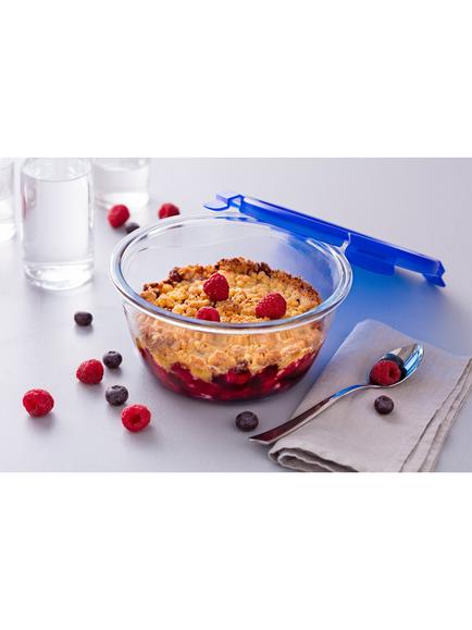 Pyrex Cook & Go Glass Round Dish with Plastic Lid, 1.6L, Clear - view 2, Clear