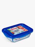 Pyrex Cook & Go Glass Rectangular Dish with Plastic Lid, 1.7L, Clear