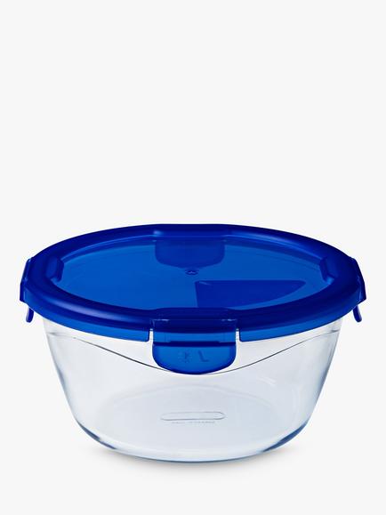 Pyrex Cook & Go Glass Round Dish with Plastic Lid, 700ml, Clear - view 2, Clear
