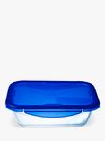 Pyrex Cook & Go Glass Rectangular Dish with Plastic Lid, 800ml, Clear