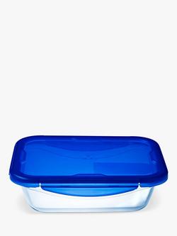 Pyrex Cook & Go Glass Rectangular Dish with Plastic Lid, 800ml, Clear - view 2, Clear