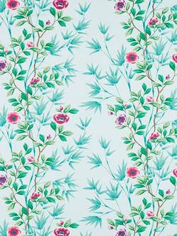 Harlequin Lady Alford Cotton Satin Blend Furnishing Fabric, Sky/Magenta