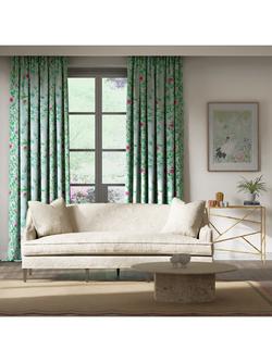 Harlequin Lady Alford Cotton Satin Blend Furnishing Fabric - view 2, Sky/Magenta