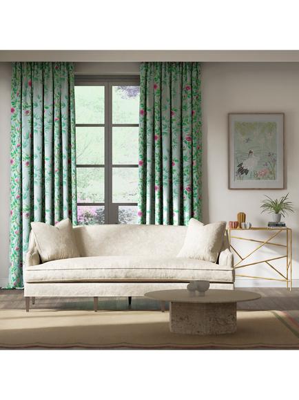 Harlequin Lady Alford Cotton Satin Blend Furnishing Fabric - view 2, Sky/Magenta