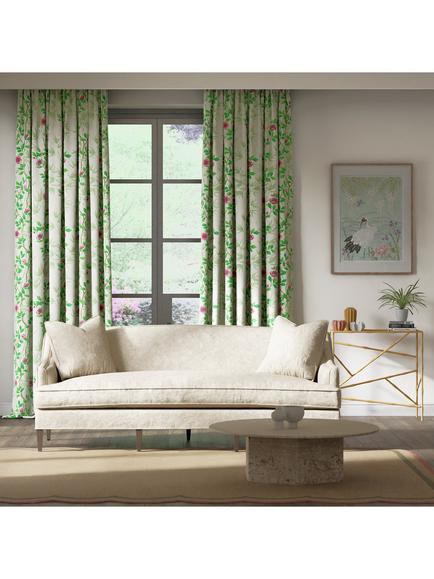 Harlequin Lady Alford Cotton Linen Blend Furnishing Fabric - view 2, Fig Blossom/Magenta