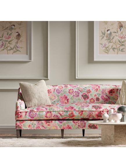 Harlequin Marsha Velvet Furnishing Fabric - view 2, Aqua/Peony/Magenta