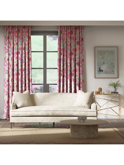 Harlequin Marsha Satin Furnishing Fabric - view 2, Powder/Peony/Magenta
