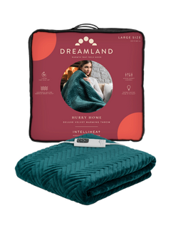 Dreamland Velvet Herringbone Quilted Heated Throw, Emerald Green