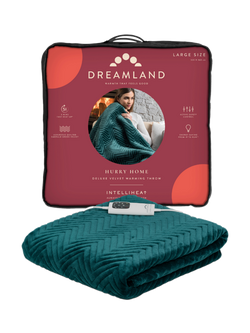 Dreamland Velvet Herringbone Quilted Heated Throw, Emerald Green, Emerald Green