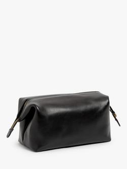 John Lewis Made in Italy Leather Wash Bag - view 2, Black Black