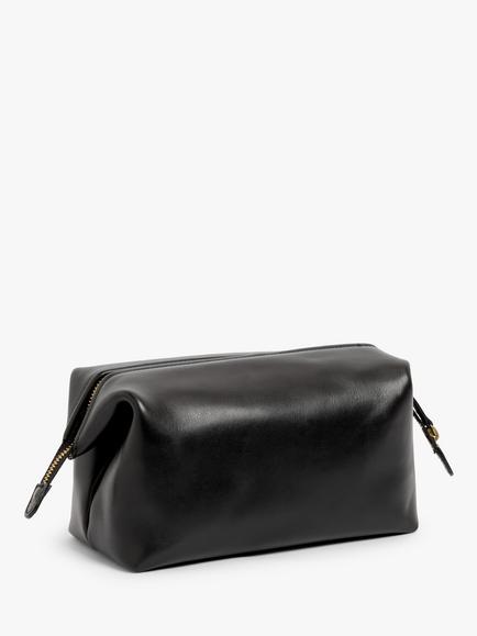 John Lewis Made in Italy Leather Wash Bag - view 2, Black