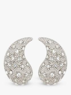 Eclectica Pre-Loved Swarovski Crystal Large Comma Clip-On Stud Earrings, Dated Circa 1980s, Silver