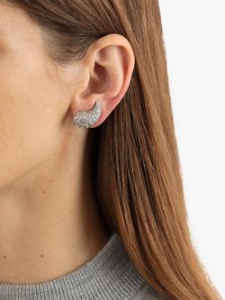 Eclectica Pre-Loved Swarovski Crystal Large Comma Clip-On Stud Earrings, Dated Circa 1980s - view 2, Silver