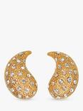 Eclectica Pre-Loved Swarovski Crystal Large Comma Clip-On Stud Earrings, Dated Circa 1980s, Gold