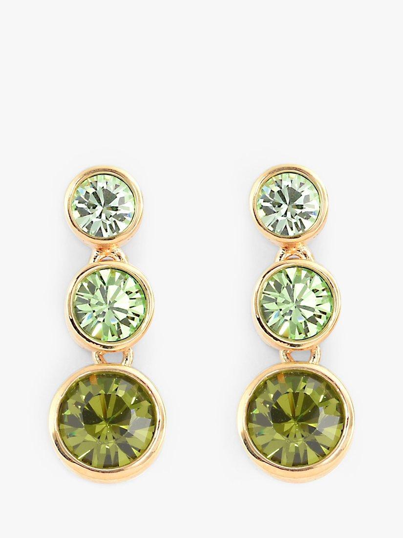 Product image 1 of 2, which shows Eclectica Pre-Loved 22ct Gold Plated Swarovski Crystal Drop Earrings, Dated Circa 1990s