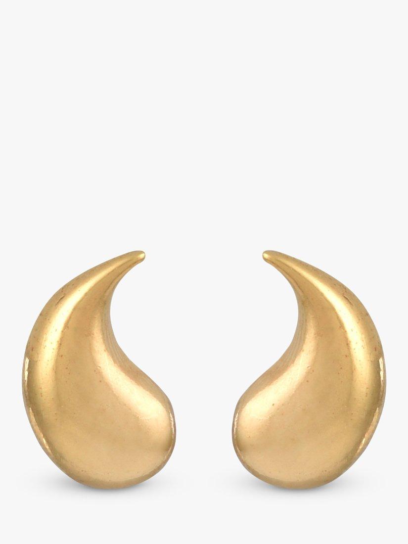 Product image 1 of 3, which shows Eclectica Pre-Loved 22ct Gold Plated Comma Stud Earrings, Dated Circa 1980s