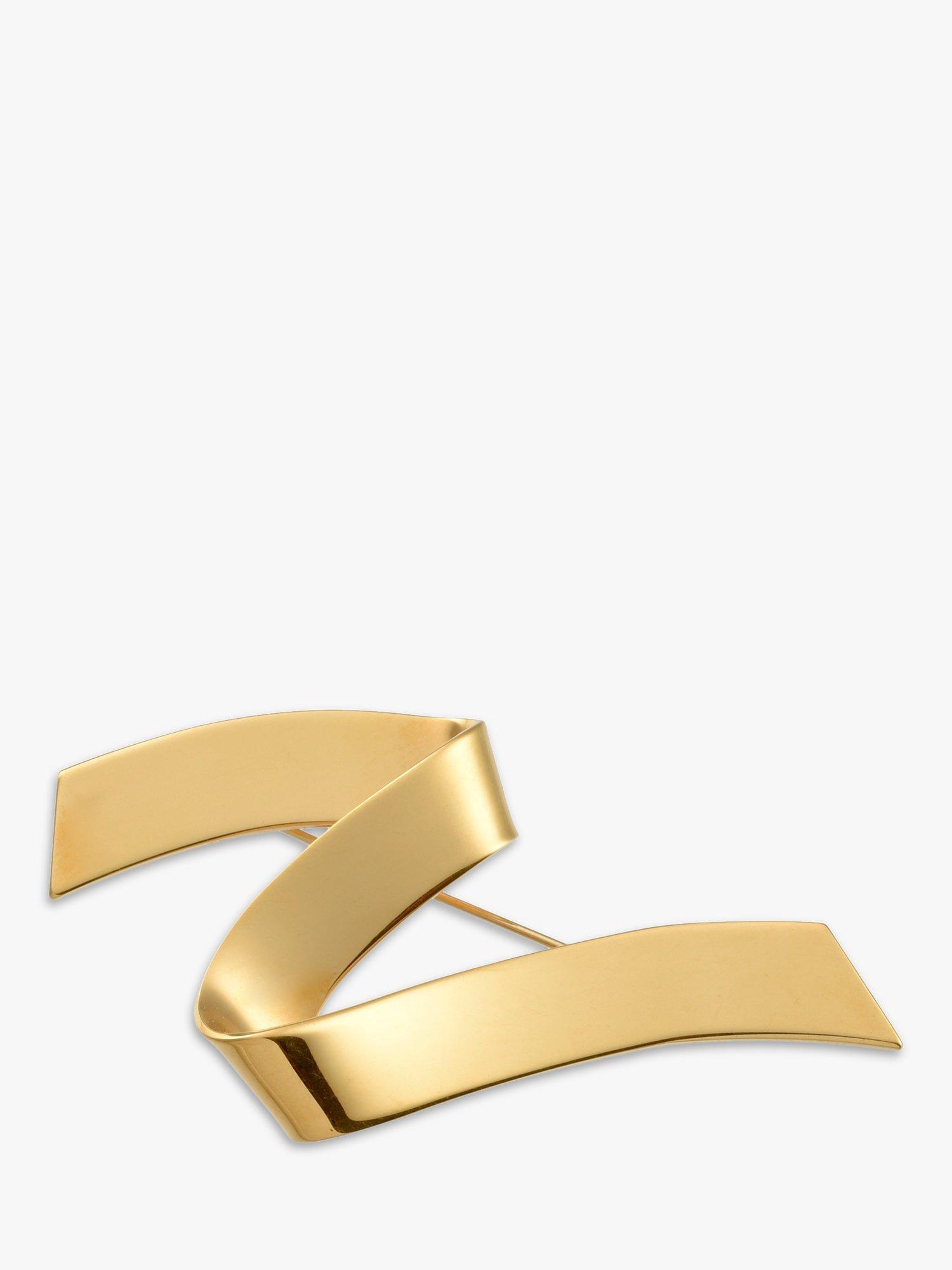 Product image 1 of 2, which shows Eclectica Pre-Loved Monet 22ct Gold Plated Ribbon Brooch, Dated Circa 1980s