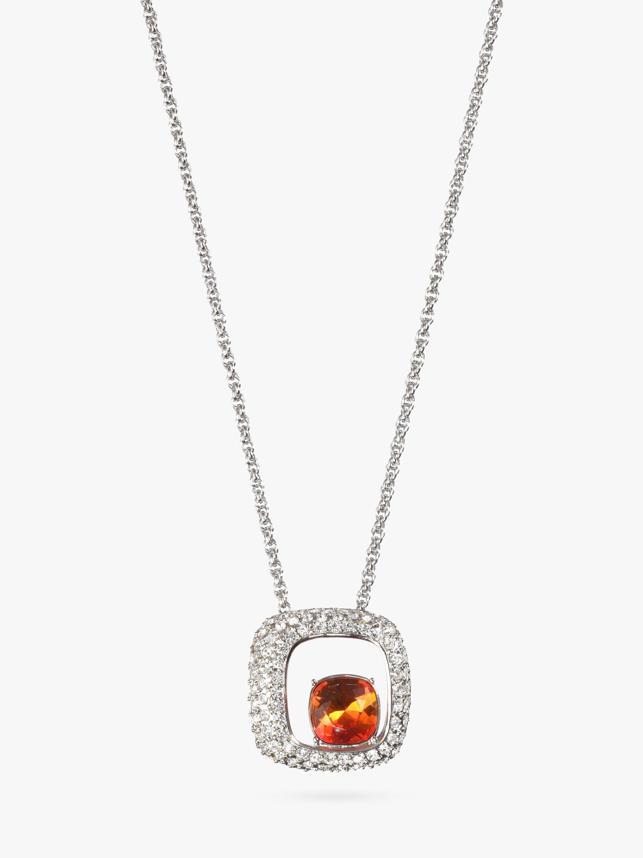 Product image 1 of 3, which shows Eclectica Pre-Loved Rhodium Plated Swarovski Cystal Cushion Pendant Necklace, Dated Circa 1990s