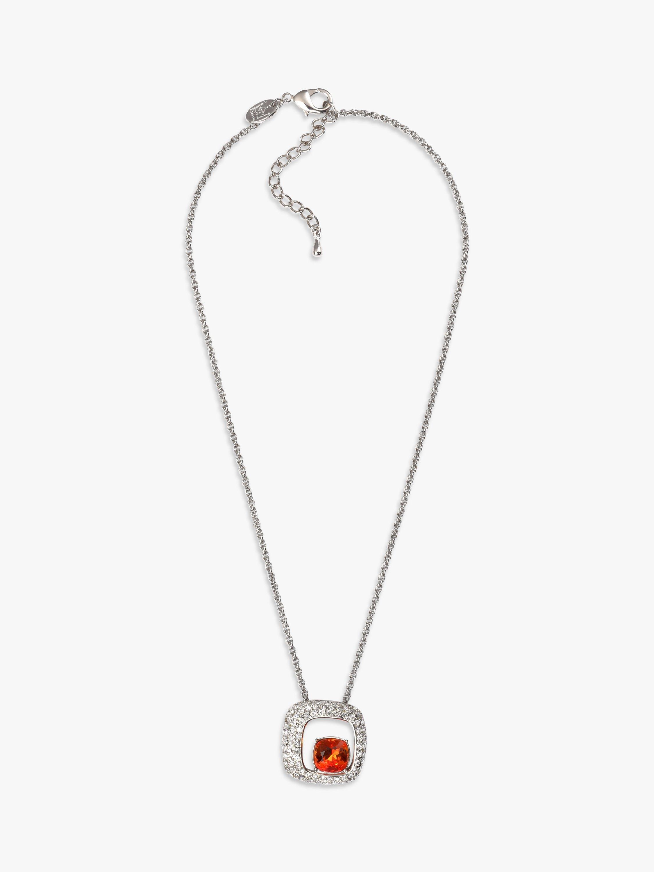 Product image 2 of 3, which shows Eclectica Pre-Loved Rhodium Plated Swarovski Cystal Cushion Pendant Necklace, Dated Circa 1990s