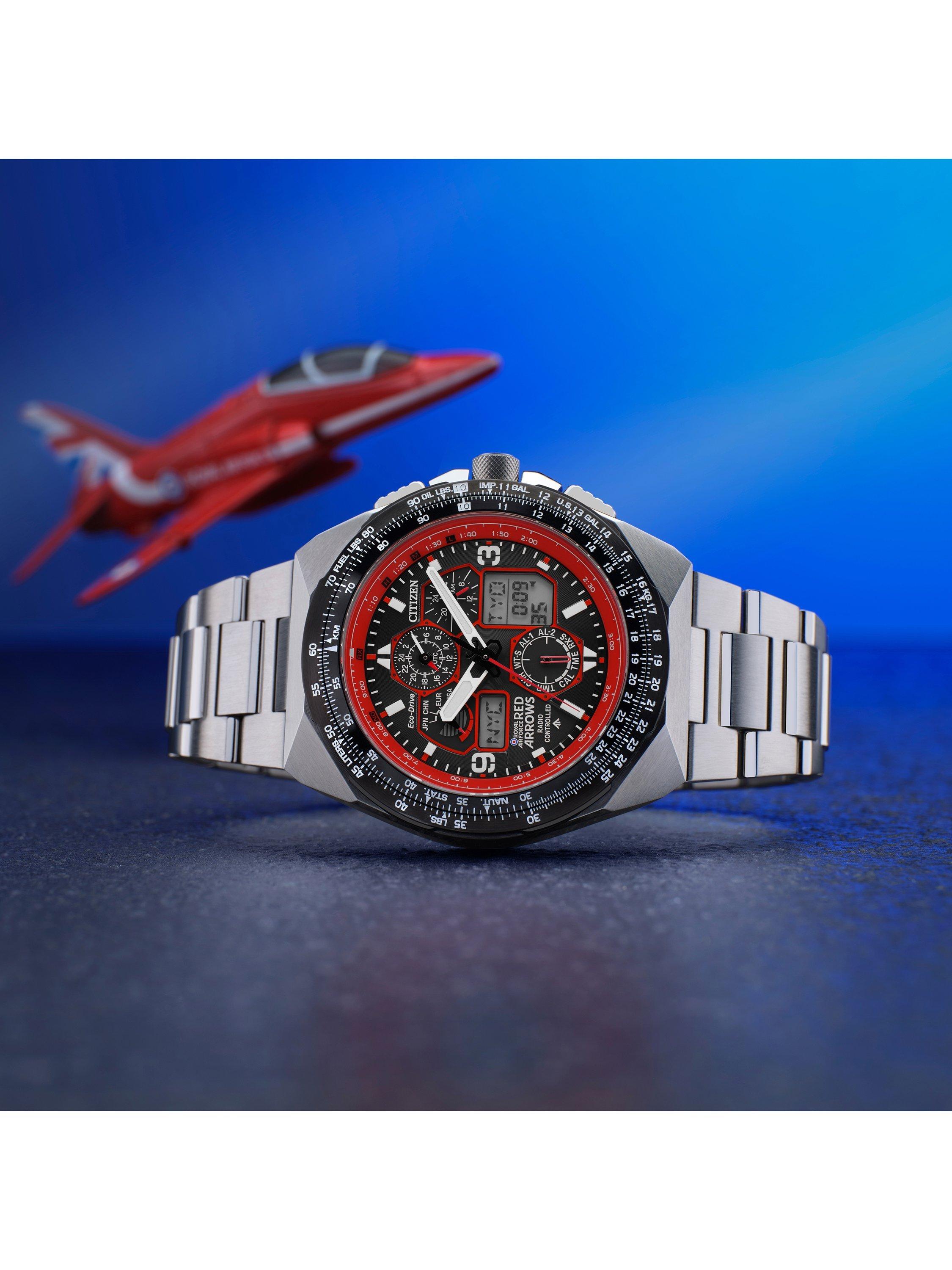 Product image 5 of 7, which shows Citizen JY8126-51E Men's Red Arrows Limited Edition Skyhawk A-T Eco-Drive Bracelet Strap Watch, Silver/Black