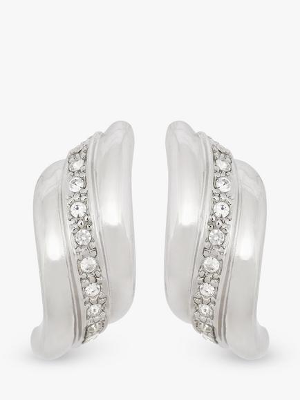 Eclectica Pre-Loved Rhodium Plated Swarovski Crystal Clip-On Earrings, Dated Circa 1980s, Silver
