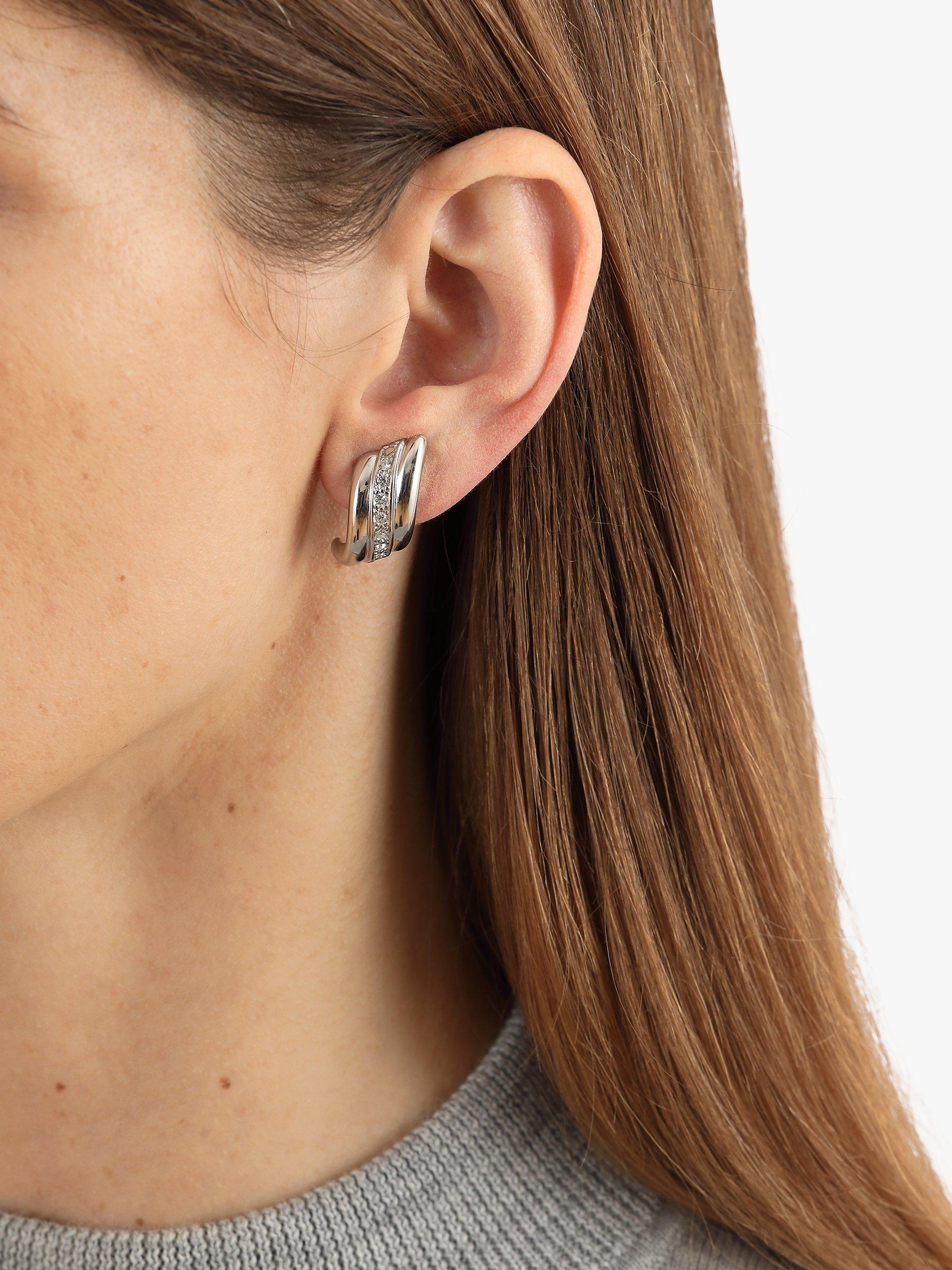 Product image 2 of 3, which shows Eclectica Pre-Loved Rhodium Plated Swarovski Crystal Clip-On Earrings, Dated Circa 1980s