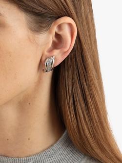 Eclectica Pre-Loved Rhodium Plated Swarovski Crystal Clip-On Earrings, Dated Circa 1980s - view 2, Silver