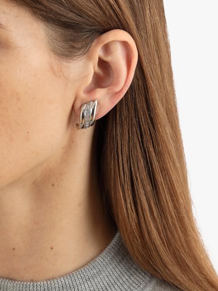 Eclectica Pre-Loved Rhodium Plated Swarovski Crystal Clip-On Earrings, Dated Circa 1980s - view 2, Silver