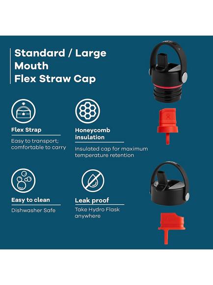 Hydro Flask Wide Flexible Straw Drinks Bottle Cap, Black - view 2, Black