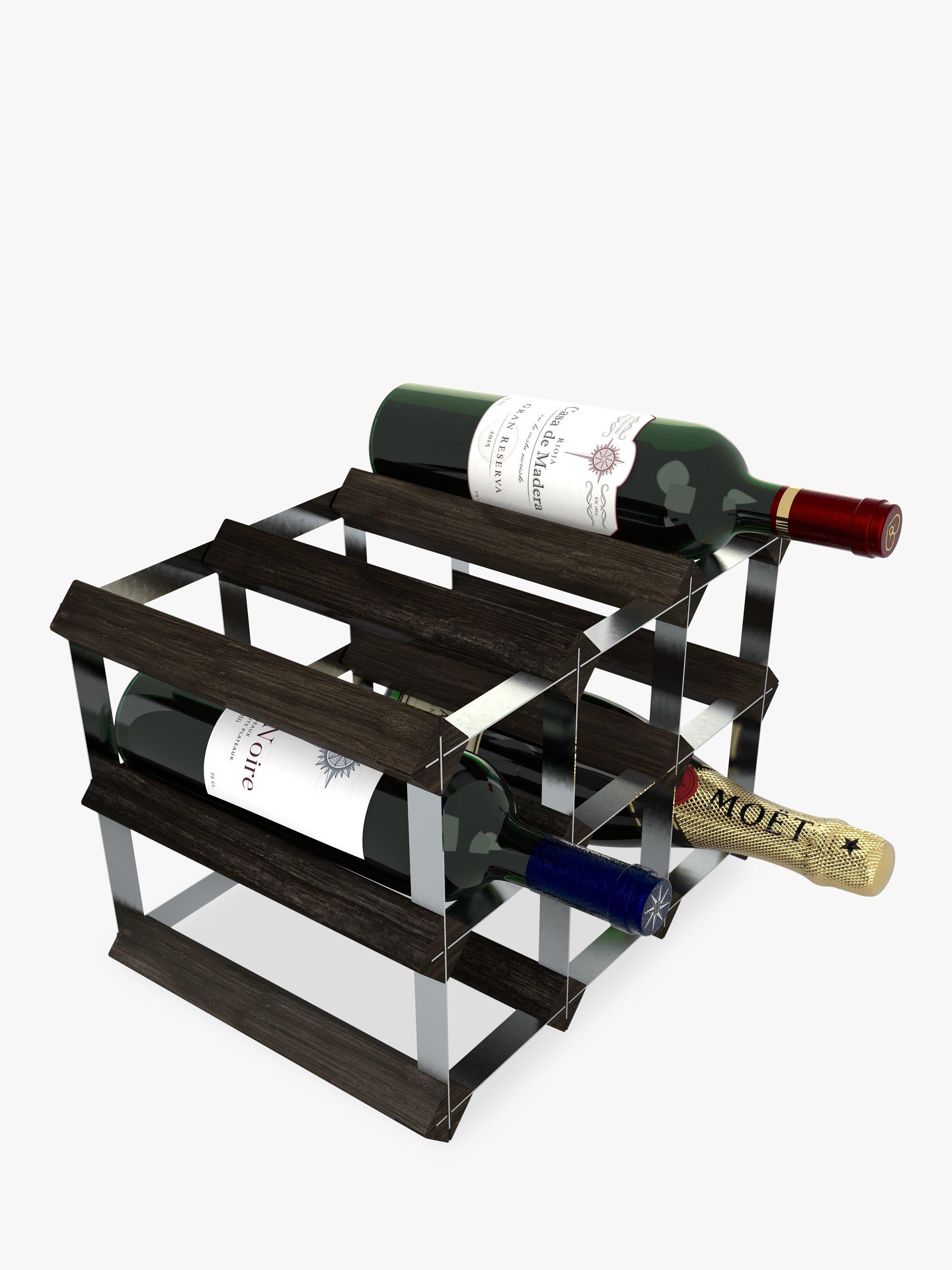 RTA Freestanding Wood Wine Rack, 9 Bottle, Black Ash