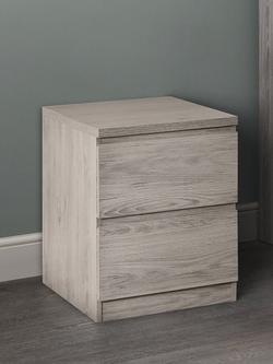Julian Bowen Jupiter 2 Drawer Bedside Table, Grey, Grey