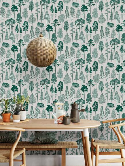 Mini Moderns Catskills Wallpaper - view 2, Douglas Fir Mmtlg01df