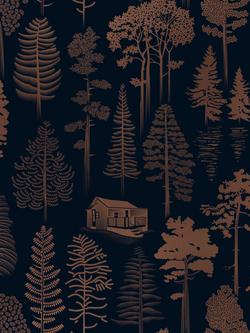 Mini Moderns Catskills Wallpaper, Midnight & Copper Mmtlg01mi