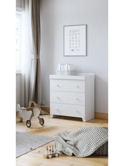Little Acorns Classic Changing Table Dresser, White, White