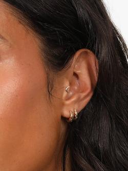 Astrid & Miyu Cosmic Star Bold Huggie Hoop Earrings, Gold - view 2, Gold