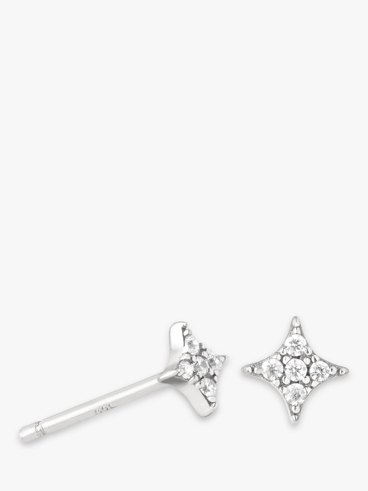 Astrid & Miyu Cosmic Star Crystal Stud Earrings, Silver