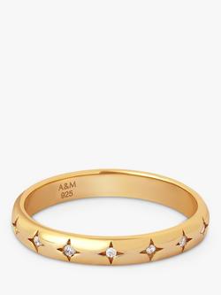 Astrid & Miyu Cosmic Star Cubic Zirconia Band Ring, Gold, Gold