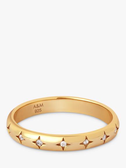 Astrid & Miyu Cosmic Star Cubic Zirconia Ring, Gold, Gold