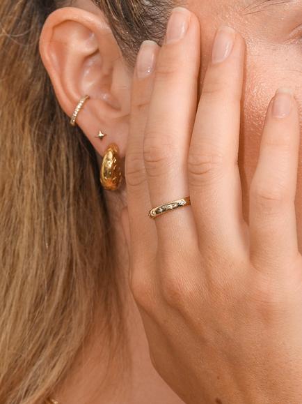 Astrid & Miyu Cosmic Star Cubic Zirconia Ring, Gold - view 2, Gold