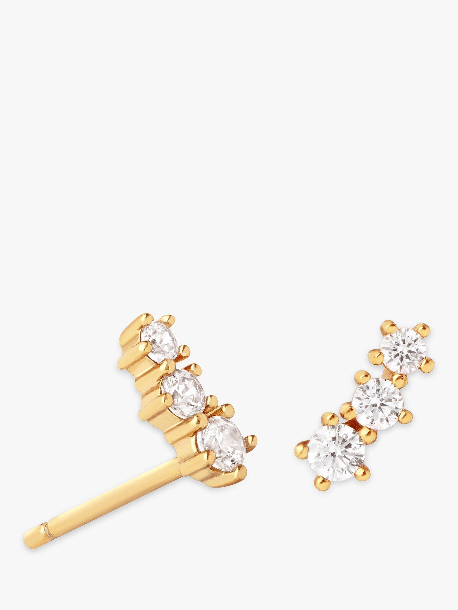 Astrid & Miyu Glimmer Crystal Climber Stud Earrings, Gold