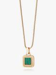 Daisy London Malachite Square Pendant Necklace, Gold/Green