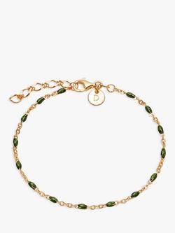 Daisy London Enamel Bead Chain Bracelet, Gold/Green