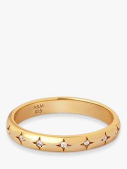 Astrid & Miyu Cosmic Star Crystal Band Ring, Gold, Gold