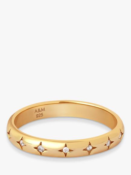 Astrid & Miyu Cosmic Star Crystal Band Ring, Gold, Gold