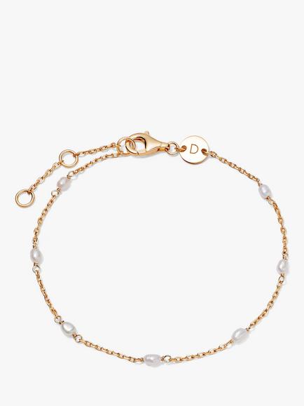 Daisy London Freshwater Seed Pearl Chain Bracelet, Gold/White, Gold/White
